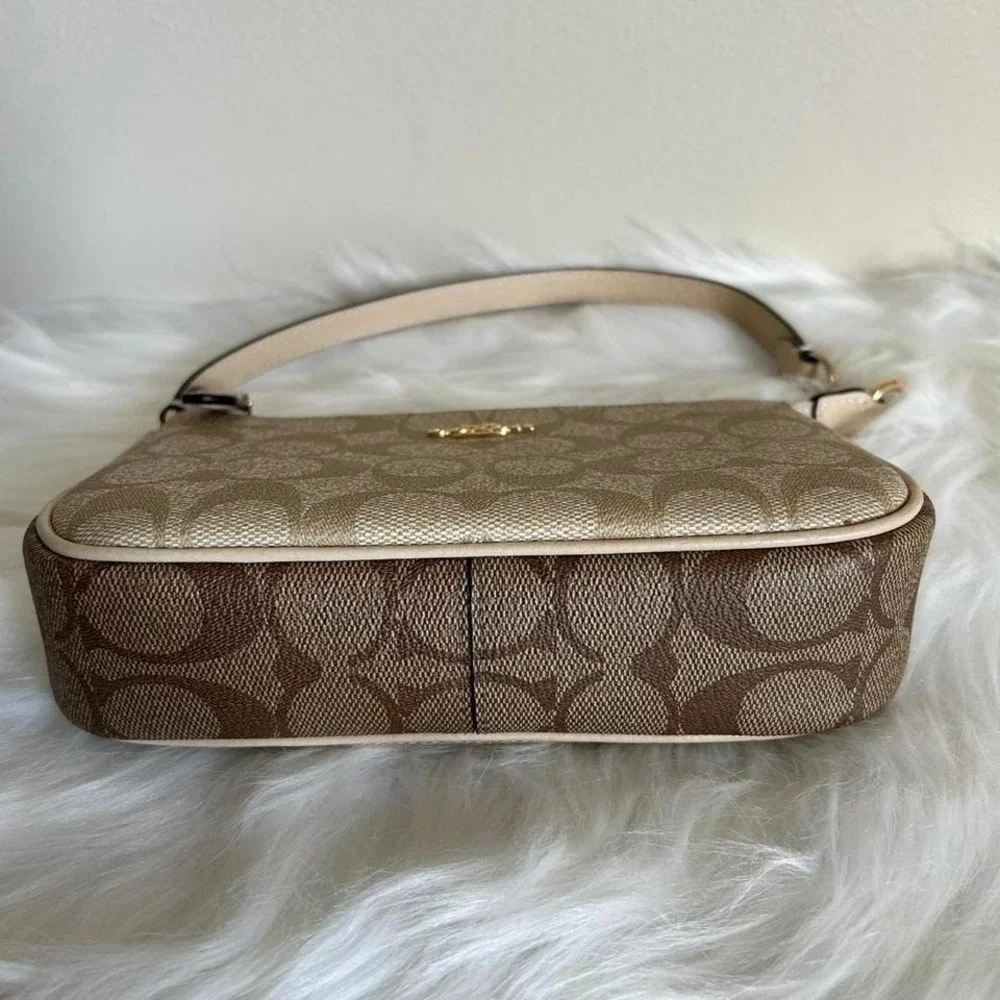 Coach Nolita 19 Light Khaki Ivory Signature Canvas Wristlet Bag Excellent